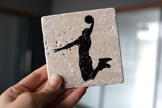 basketball coaster, basketball picture, father in law gift, basketball player, man cave coasters, man cave furniture, mens gift basket, step dad gift, sport themed gift, basketball theme, basketball birthday, roommate gift, absorbent coasters